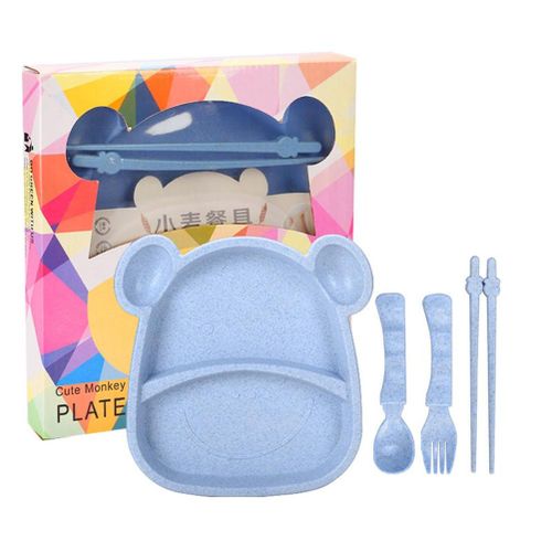 Tableware Baby Dishes Tray Breakfast Tray Grid Plates Safe Portable Gifts for Children,Blue NO5116