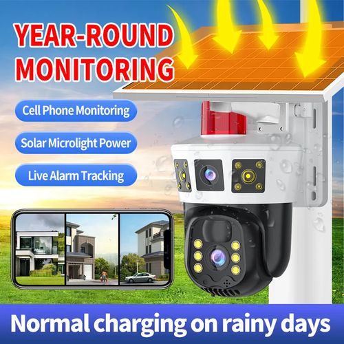 Cctv V360pro HD Three lens Three screen Triple lens Camera outdoor use remote view 4G LTE Solar Battery PTZ Camera