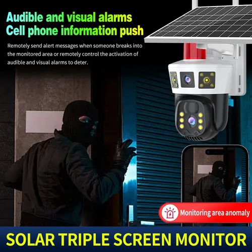 Cctv V360pro HD Three lens Three screen Triple lens Camera outdoor use remote view 4G LTE Solar Battery PTZ Camera