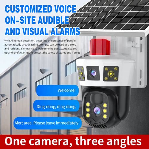 Cctv V360pro HD Three lens Three screen Triple lens Camera outdoor use remote view 4G LTE Solar Battery PTZ Camera