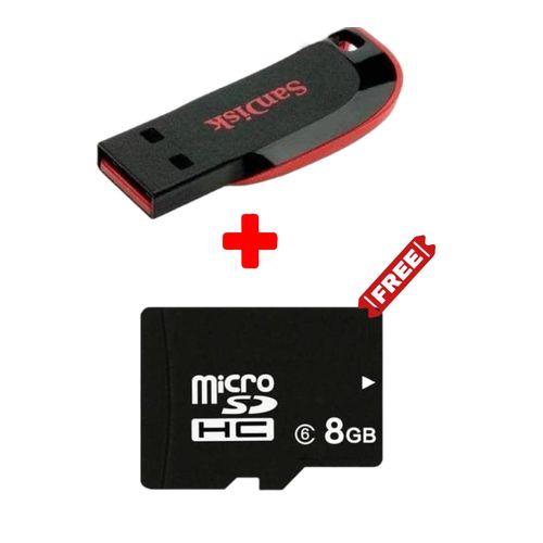 32GB San Disk Flash Disk With A Free 8GB Memory Card - Black