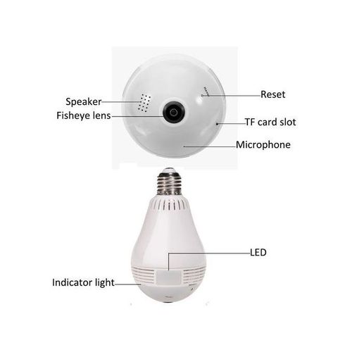 CCTV Bulb Wi-Fi Panaromic 360 Camera - White