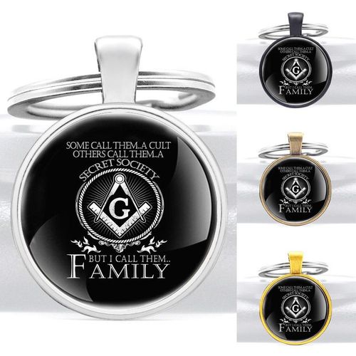Classic Handmade Masonic Symbol Glass Dome Freemason Metal Key Chain Men Women Key Ring Jewelry S Keychain