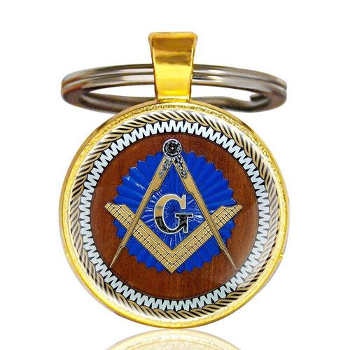 Classic Handmade Masonic Symbol Glass Dome Freemason Metal Key Chain Men Women Key Ring Jewelry S Keychain