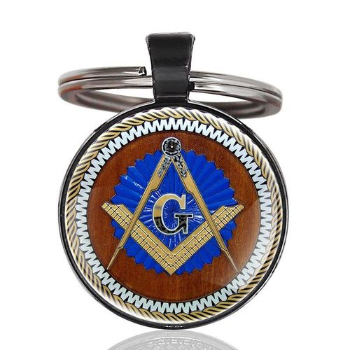 Classic Handmade Masonic Symbol Glass Dome Freemason Metal Key Chain Men Women Key Ring Jewelry S Keychain