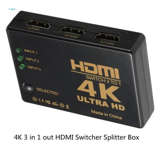 SWITCH 4K 2K 3x1 HDMI Splitter HD 1080P Video Switcher Adapter  For Xbox PS4 DVD HDTV PC Laptop TV-Black