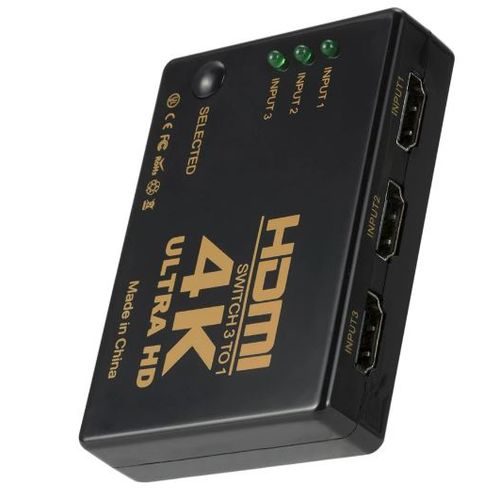 SWITCH 4K 2K 3x1 HDMI Splitter HD 1080P Video Switcher Adapter  For Xbox PS4 DVD HDTV PC Laptop TV-Black
