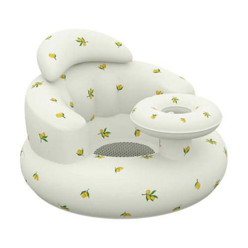 Inflatable Floor Baby Seat with Tray Built in Air Pump Blow Up Floor Baby Seat for Babies 3 Months & Up,Tray Olives NO5144