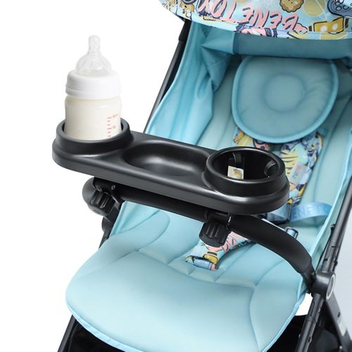 Universal Stroller Snack Tray with Cup Holder & Recessed Bowl Stroller Tray for Kids Eating or Playing,Black NO5143