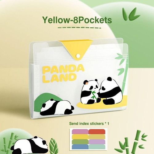 Fashion 5/8/12 Pockets Expanding File Bag Large Capacity Cartoon Panda A4 File Folder Classified PP Document Bag School Office