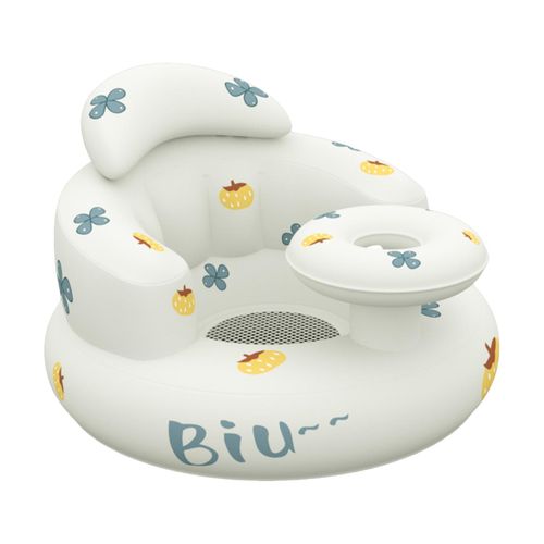Inflatable Floor Baby Seat with Tray Built in Air Pump Blow Up Floor Baby Seat for Babies 3 Months & Up,Tray Pumpkin NO5148