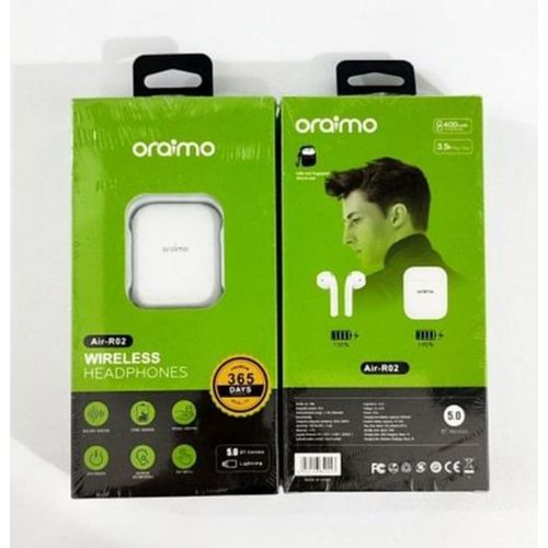 Classic Oriamo RO3 Wireless Bluetooth Earbuds With Extra Banga Bass - White
