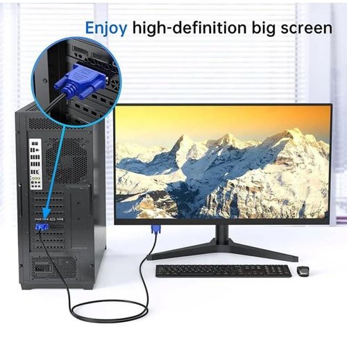 Vga To Vga Cable 1.5 M Support Pc,Monitor, Lcd, Led, Plasma,Projector,Tft, Black CPU To Monitor Cable