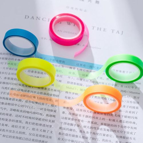 5 Colors Transparent Fluorescent Index Tabs Flags 5m Sticky Note Stationery Children School Supplies