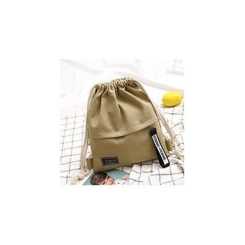 Canvas Bag Drawstring Shoulder Bag Solid Color Simple