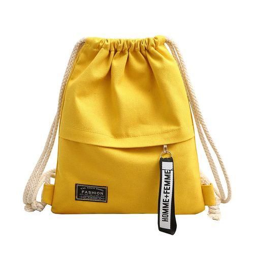Canvas Bag Drawstring Shoulder Bag Solid Color Simple