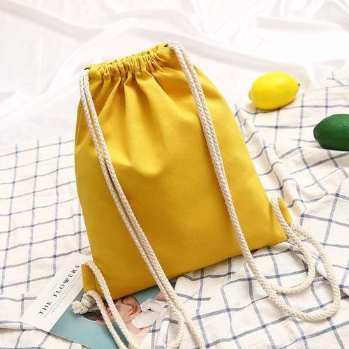 Canvas Bag Drawstring Shoulder Bag Solid Color Simple