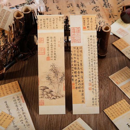 30Pcs/Pack Chinese Ancient Painting Calligraphy Bookmark Paper Animals Marks Book Reading Item Creative for Kids Stationery