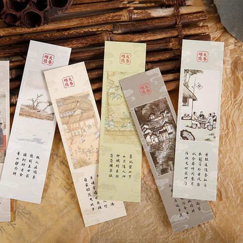 30Pcs/Pack Chinese Ancient Painting Calligraphy Bookmark Paper Animals Marks Book Reading Item Creative for Kids Stationery