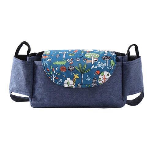 Universal Baby Stroller Organizer with Insulated Cup Holders for Smart Moms Diaper Storage Secure Straps Detachable Bag,Animal Paradise NO5114