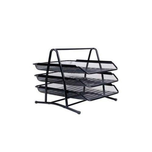 3 Tier Foldable Tray Desk Organizer File Tray, Office Files, Letter Tray, Magazine Holder Rack, Document Tray, for Home Study Room, Stationery Wire MEsh Trey