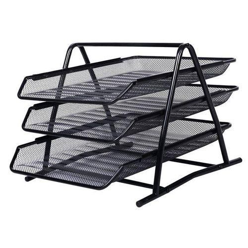 3 Tier Foldable Tray Desk Organizer File Tray, Office Files, Letter Tray, Magazine Holder Rack, Document Tray, for Home Study Room, Stationery Wire MEsh Trey