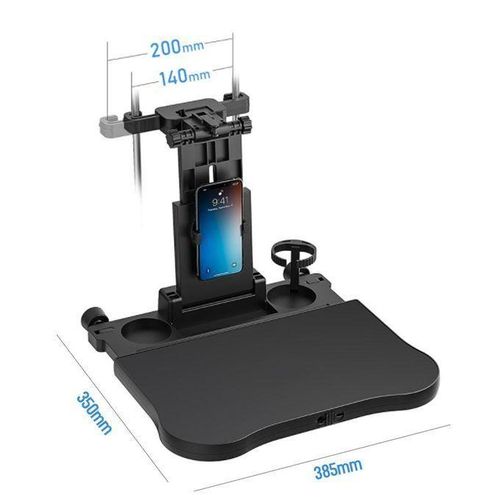 Adjustable Car Seat Travel Table Multifunctional Foldable Car Back Seat Food Tray, Car Table with Phone Holder for Working, Writing, Eating Black