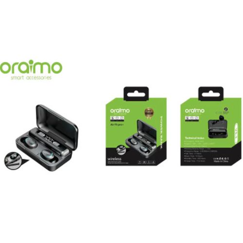 Oriamo Classic F9+ Pro Wireless Earpods With Banga Bass - Black