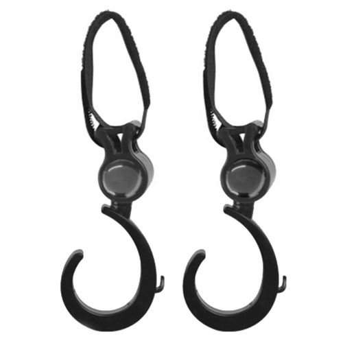2 Pieces Stroller Hook Multifunctional Omnidirectional Basket Strap Bag Hanger Grip Accessories Baby New,Black NO5112