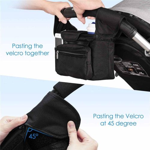 Universal Stroller Organizer  with Waterproof Insulated Cup Holder for Stroller like Uppababy Baby Jogger NO5297