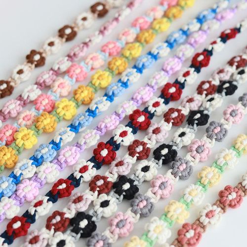 Adjustable Daisy Braided Bag Strap Macrame Phone Case Purse Crossbody Camera Boho Accessories Lanyard Badge Holder