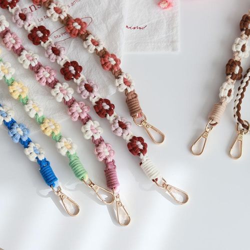Adjustable Daisy Braided Bag Strap Macrame Phone Case Purse Crossbody Camera Boho Accessories Lanyard Badge Holder