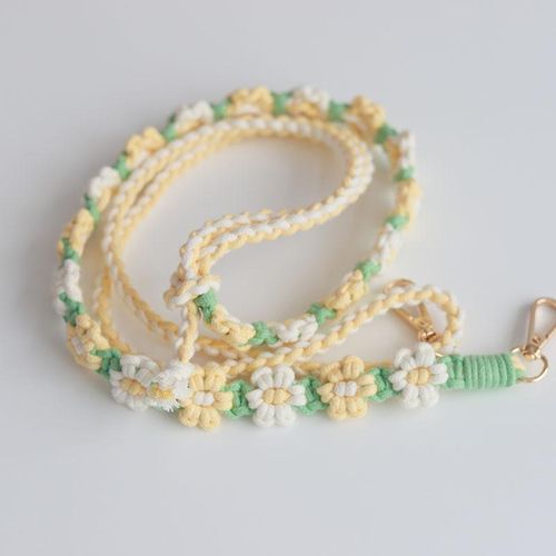 Adjustable Daisy Braided Bag Strap Macrame Phone Case Purse Crossbody Camera Boho Accessories Lanyard Badge Holder