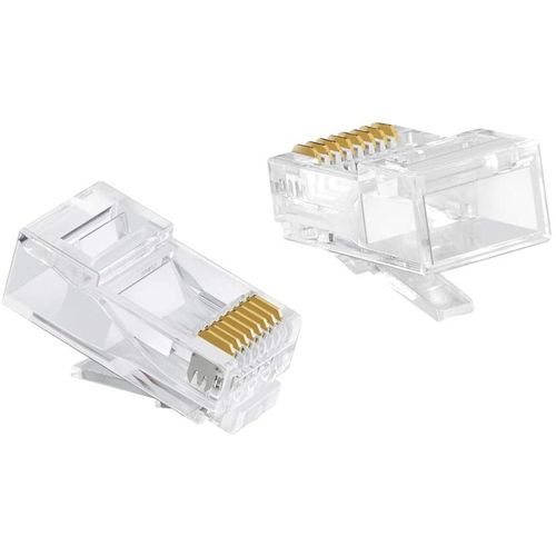 Cat6 RJ45 Ends, 100-PACK Cat6 Connector, Cat6 / Cat5e RJ45 Connector, Ethernet Cable Crimp Connectors UTP Network Plug for Solid Wire and Standard Cable, Transparent