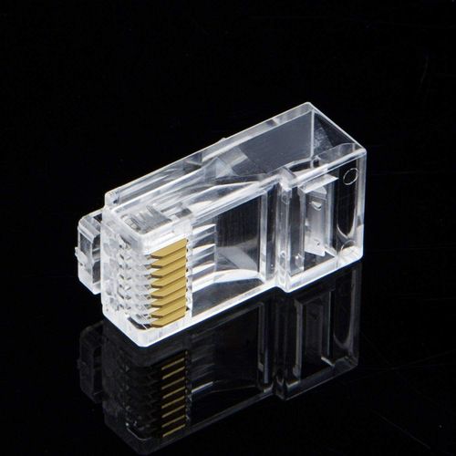 Cat6 RJ45 Ends, 100-PACK Cat6 Connector, Cat6 / Cat5e RJ45 Connector, Ethernet Cable Crimp Connectors UTP Network Plug for Solid Wire and Standard Cable, Transparent
