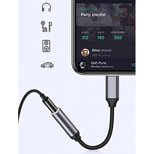 Yesido Audio Cable Lightning USB-C To 3.5MM Headphone Adapter 55mm