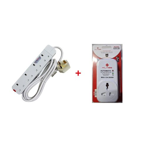 Bundle Of TV & Fridge Guard And Power King 4way Extension Cable - White