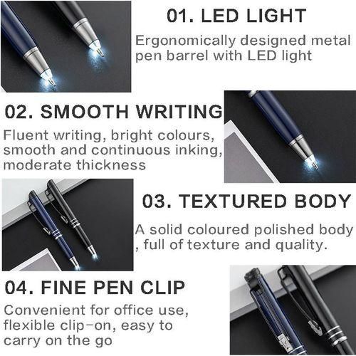 XCMANBF 1PC Ballpoint Pen with Light Flashlight  Screen Touch Black