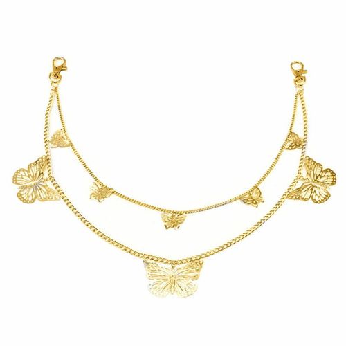 Punk Butterfly Biker Jeans Link Pants Keychain Women Men Belt Key Chain Double Layers Trousers Chain Hip Hop Jewelry