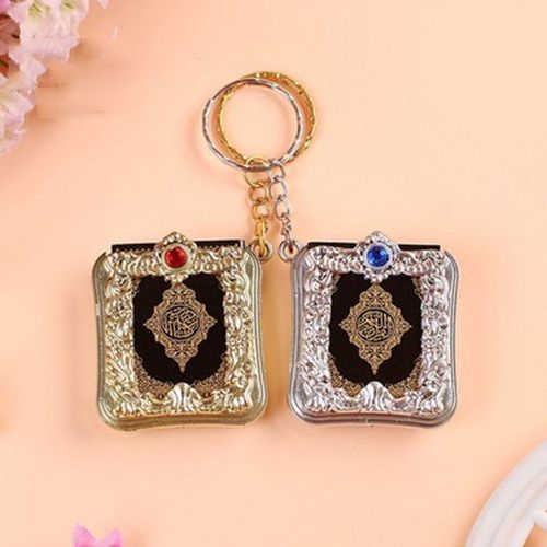 1 Pcs New Muslim Keychain Resin Islamic Mini Ark Quran Book Real Paper Can Read Pendant Key Ring Key Chain Religious Jewelry