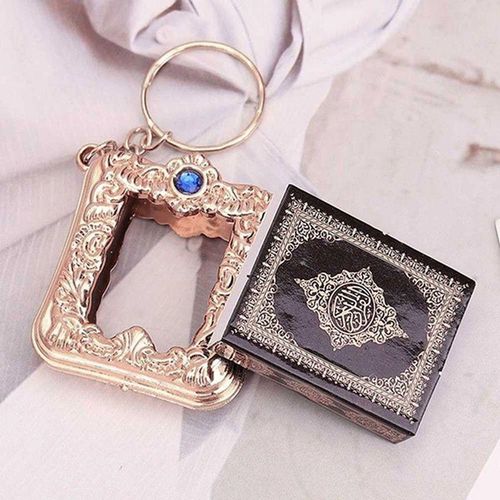 1 Pcs New Muslim Keychain Resin Islamic Mini Ark Quran Book Real Paper Can Read Pendant Key Ring Key Chain Religious Jewelry