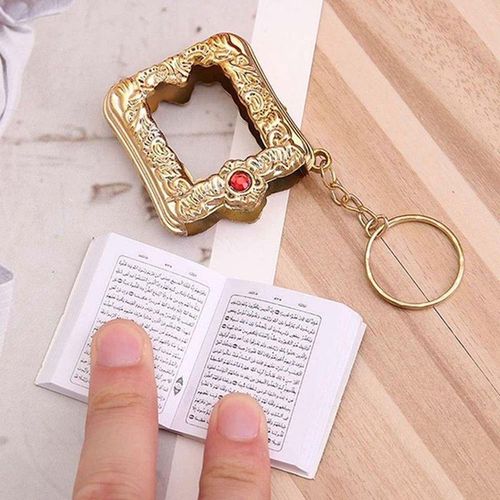 1 Pcs New Muslim Keychain Resin Islamic Mini Ark Quran Book Real Paper Can Read Pendant Key Ring Key Chain Religious Jewelry