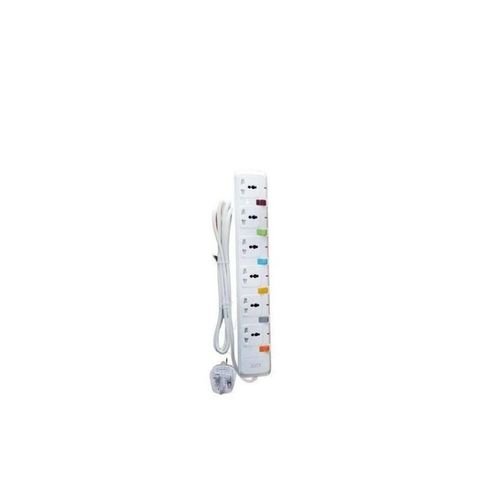T&G Original 6 Way Power Extension Cable Socket - White