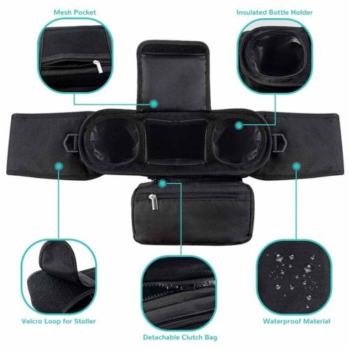 Universal Stroller Organizer  with Waterproof Insulated Cup Holder for Stroller like Uppababy Baby Jogger NO5295