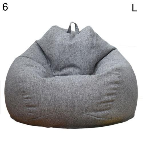 Solid Color Cloth Lazy Lounger Bean Bag Sack Chair Sofa Dust Cover DecorationDark Grey