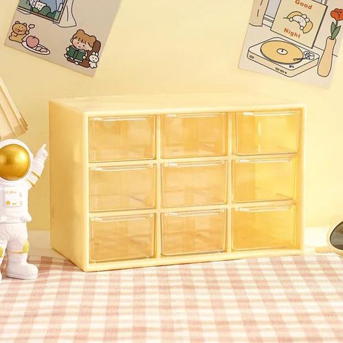 9 Grid Drawer Type Storage Box Small Cosmetic Plastic Organizers Box Kawaii Student Desk Stationery Debris Jewelry Storage Rack
