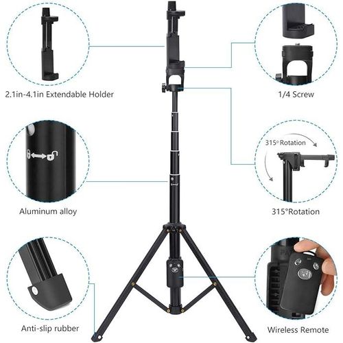 Yunteng VCT-1688 2in1 Portable Mini Cellphone Selfie Stick Tabletop Tripod with Remote Controller - black
