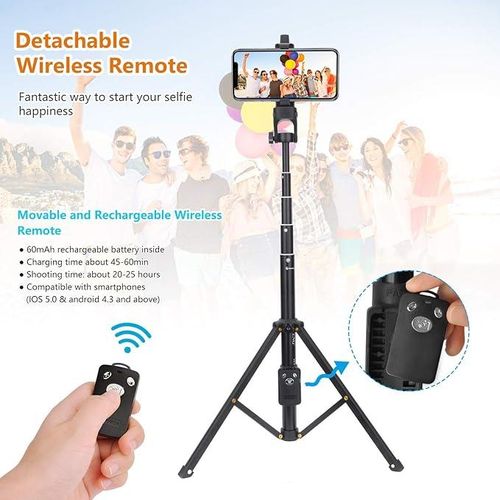 Yunteng VCT-1688 2in1 Portable Mini Cellphone Selfie Stick Tabletop Tripod with Remote Controller - black