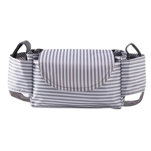 Universal Baby Stroller Organizer with Insulated Cup Holders for Smart Moms Diaper Storage Secure Straps Detachable Bag,Stripe NO5114