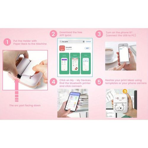 Cute HD Photo Printer Mini Drucker Thermal Adhesive Label Portable Makeid Inkless Bluetooth Multi-function Miniprint for